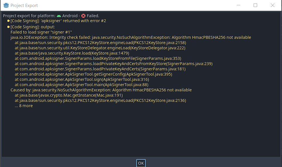 encounter an error while exporting to android very last stage - Godot ...