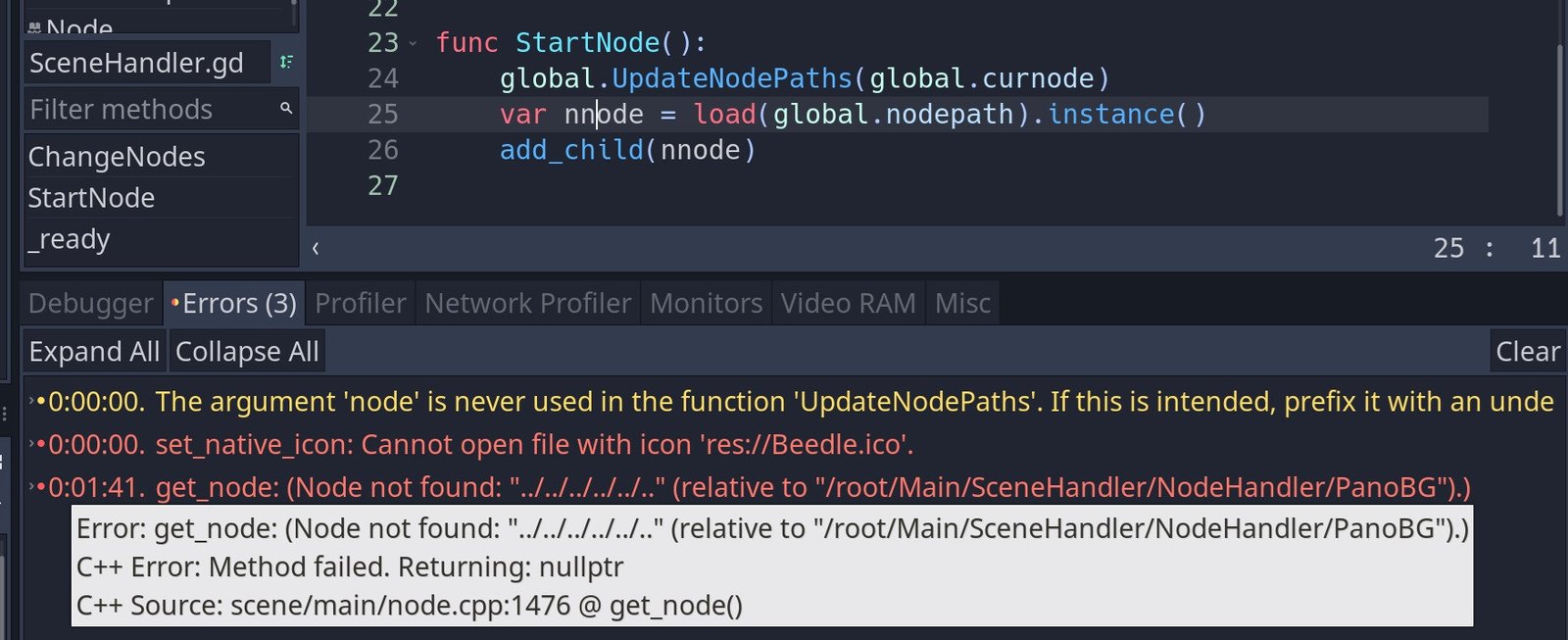 What is this error? It still seems to load a working node during play ...